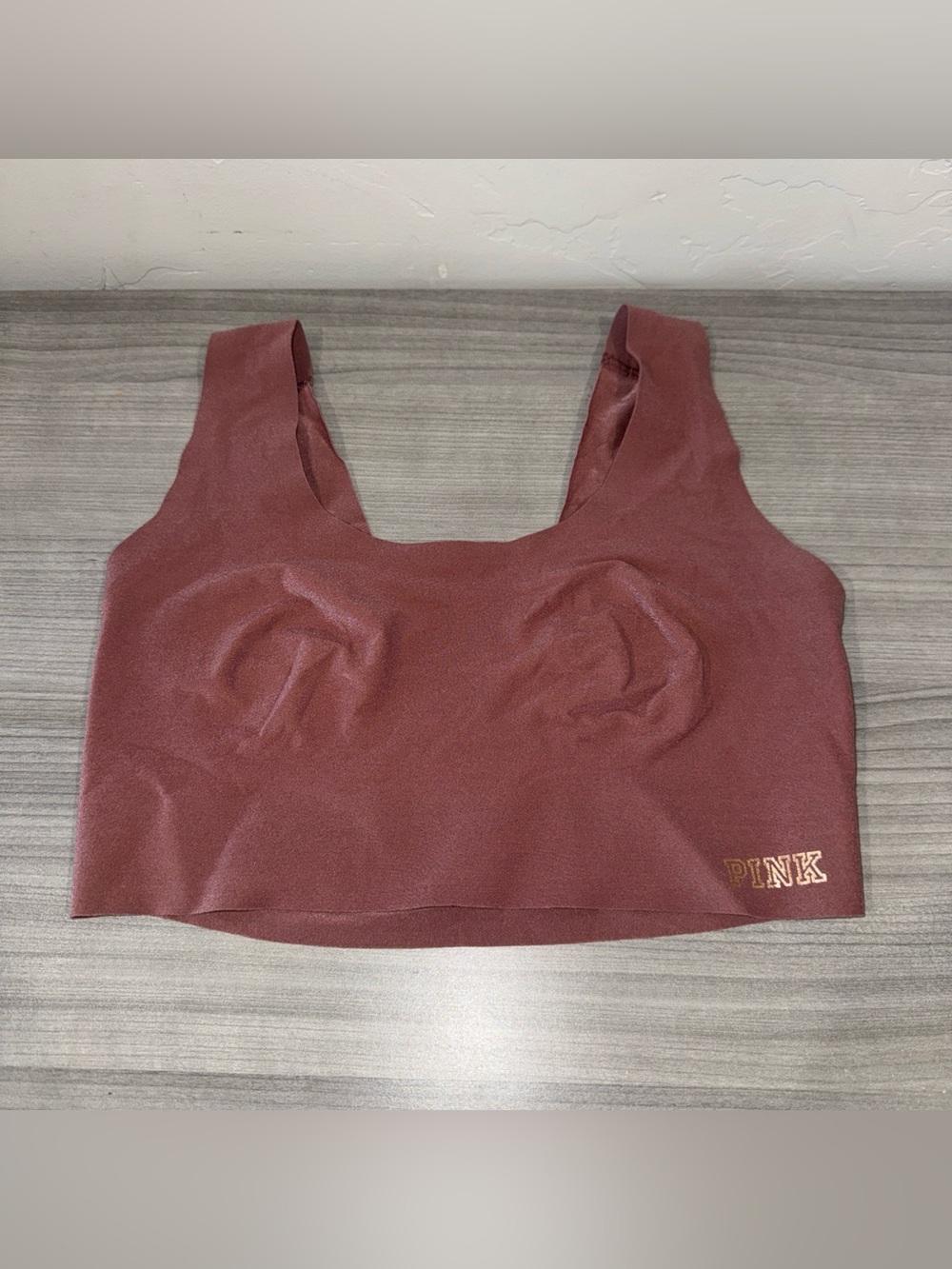Victoria Secret PINK Bralette Bra Solid Mauve M Pullover No Padding Wireless